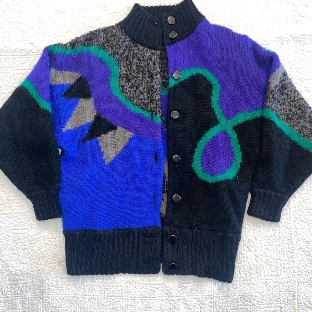 Vintage 1980s funky abstract sweater mohair blend